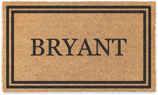 Personalized Black Coir Door Mat with Durable Vinyl Backing