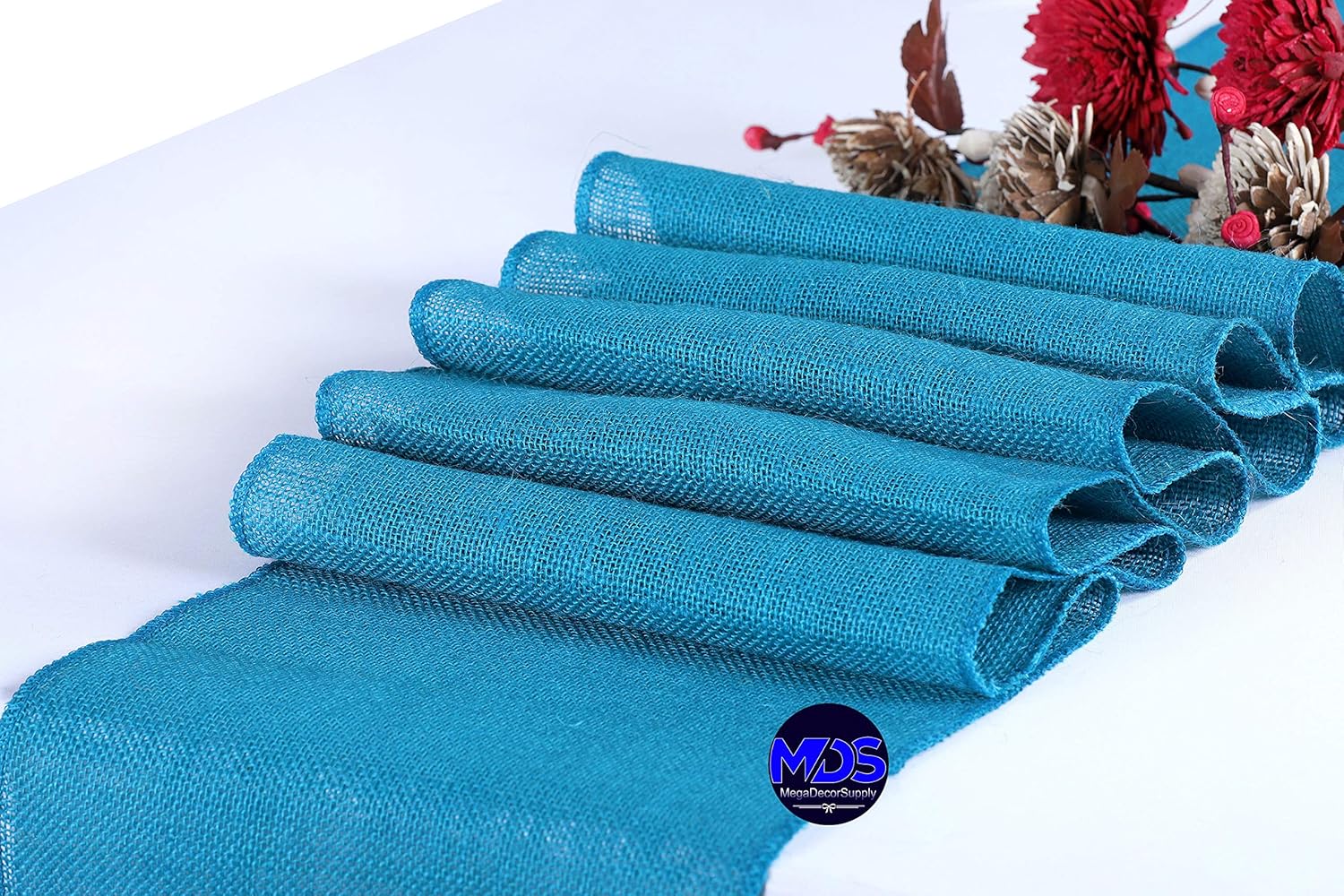 MDS 10 PCS 100% Natural Burlap Table Runners for Rustic Decor