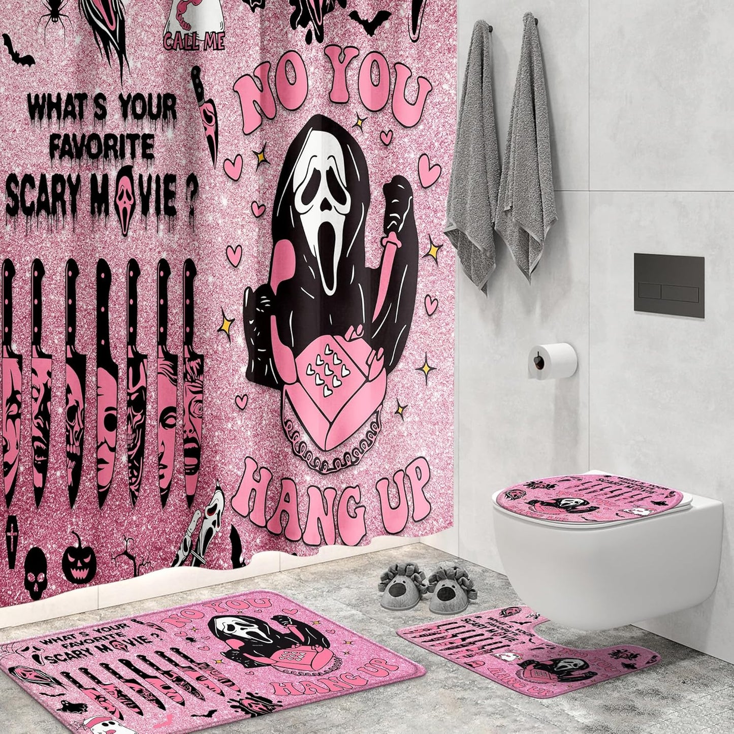 Gothic Ghostface Bathroom Set - Complete Scary Decor