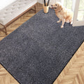 4ft x 6ft Bluish Grey-Black Area Rug - Low Profile, Machine Washable
