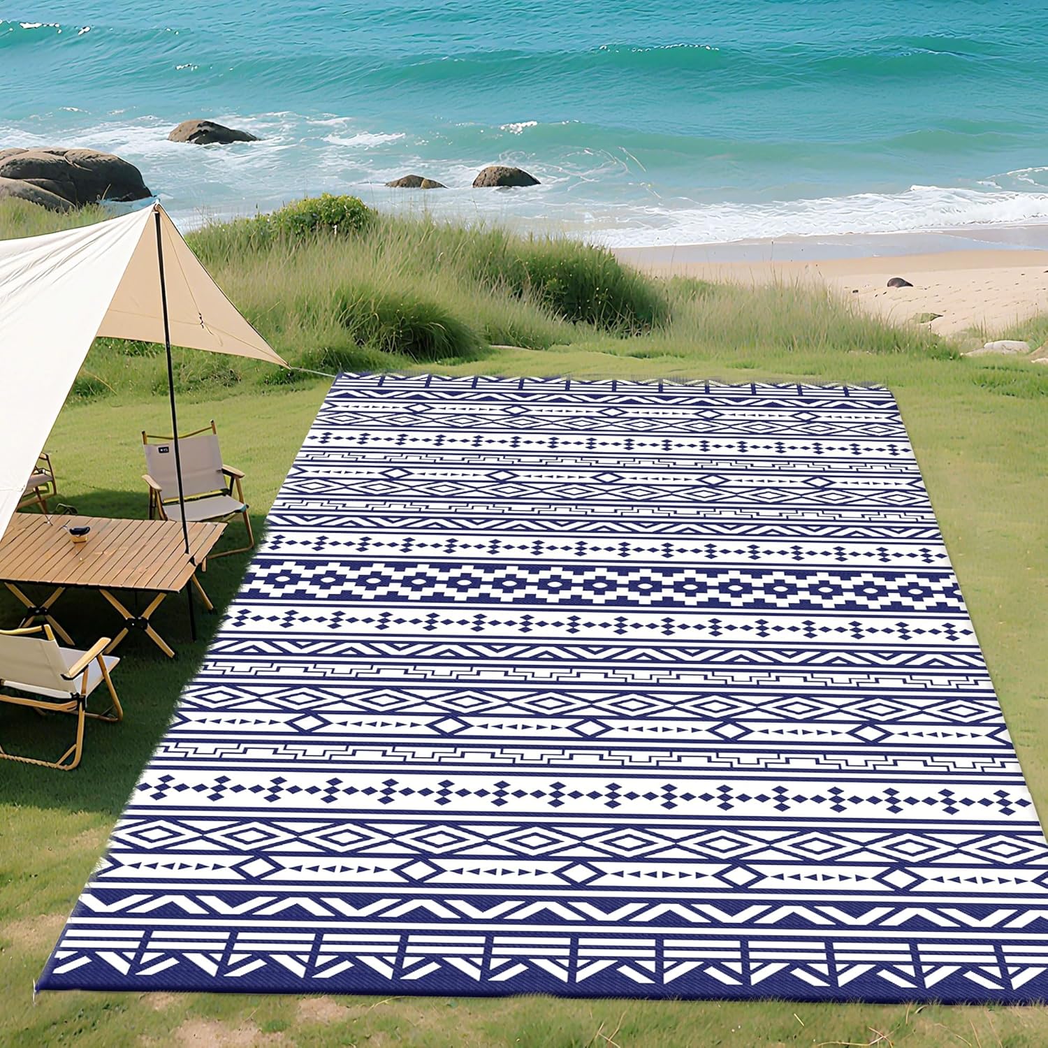 Outsunny Outdoor Rug for Patio, 9ft x 18ft Waterproof Mat
