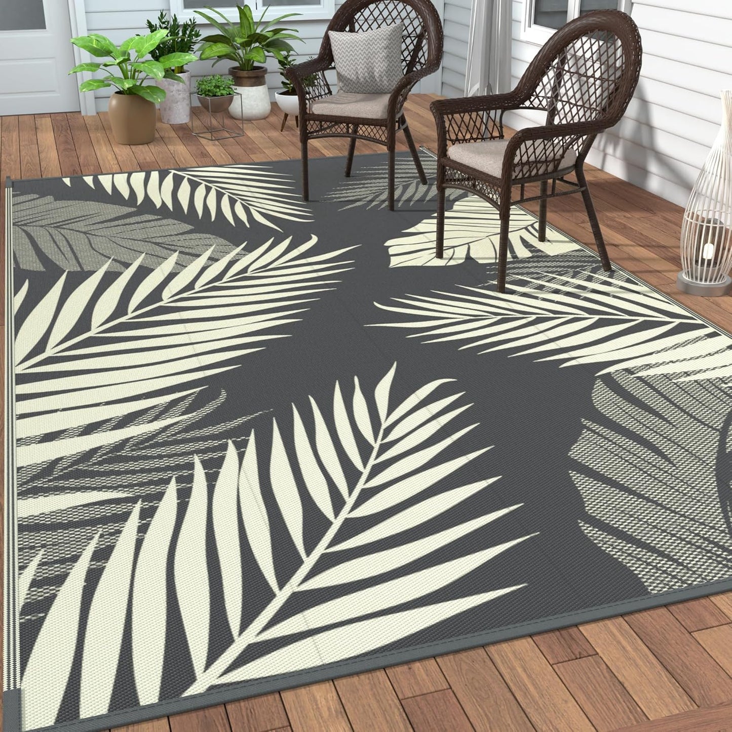 GENIMO Outdoor Rug 6ft x 9ft Waterproof for Patios and More