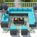 Outdoor Patio Furniture Set 14 Pieces Sectional Sofa - Comfortable