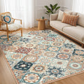 5X8 Area Rug for Living Room - Machine Washable Low Pile Floral Rug