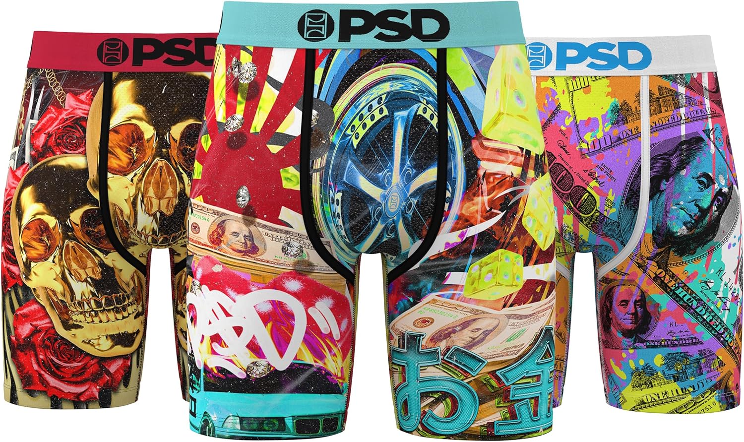 PSD Men's Poly Blend Underwear - Comfortable 7 Inch Boxer Briefs