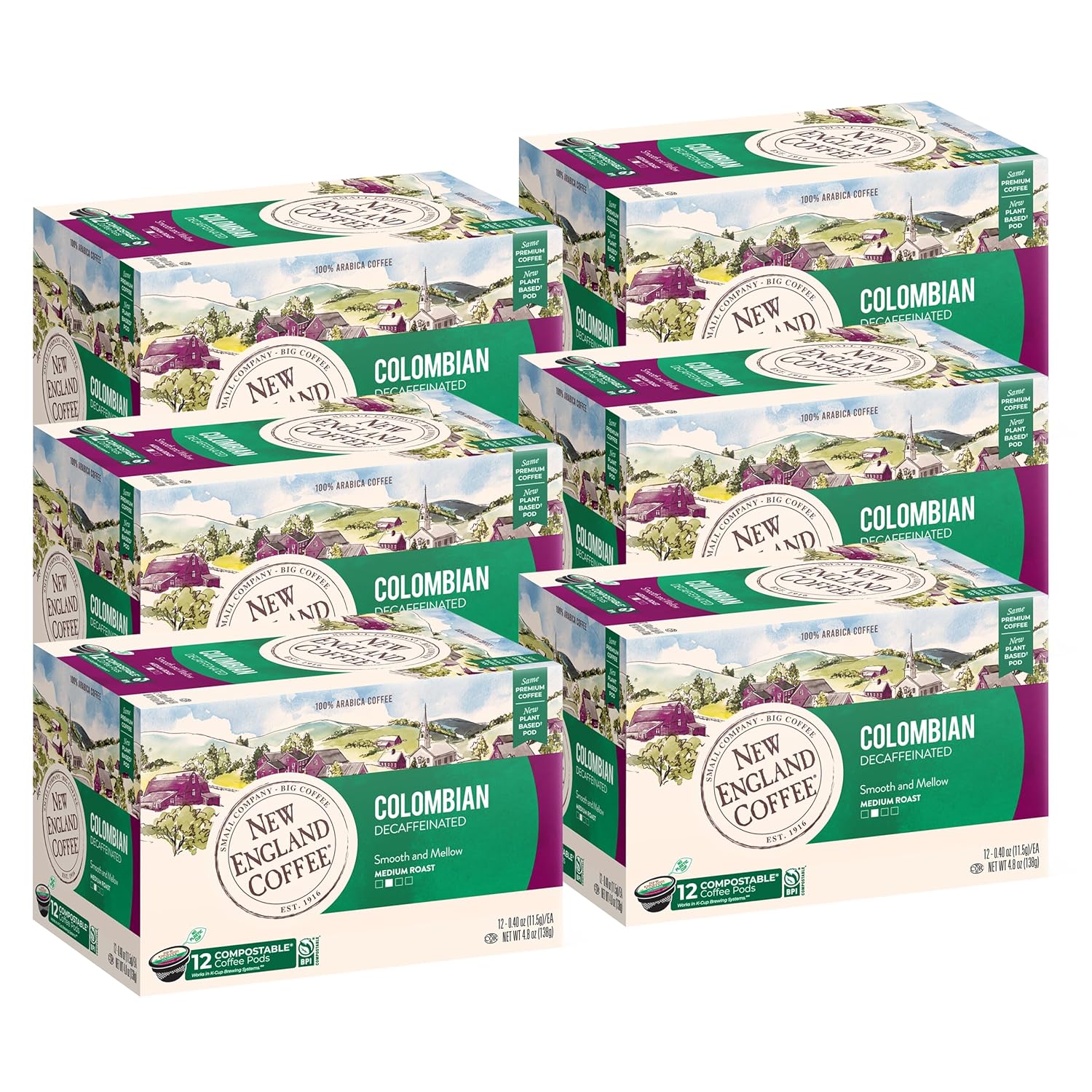 New England Coffee Colombian Decaffeinated Pods for Perfect Brew