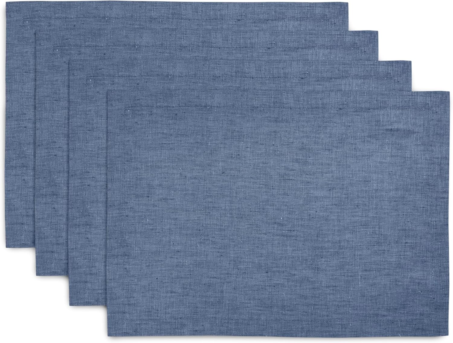 Pure Linen Blue Denim Placemats Set of 4 for Thanksgiving