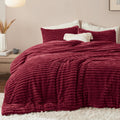 Bedsure Fluffy Comforter Set Queen - Super Soft Faux Fur Dark Red