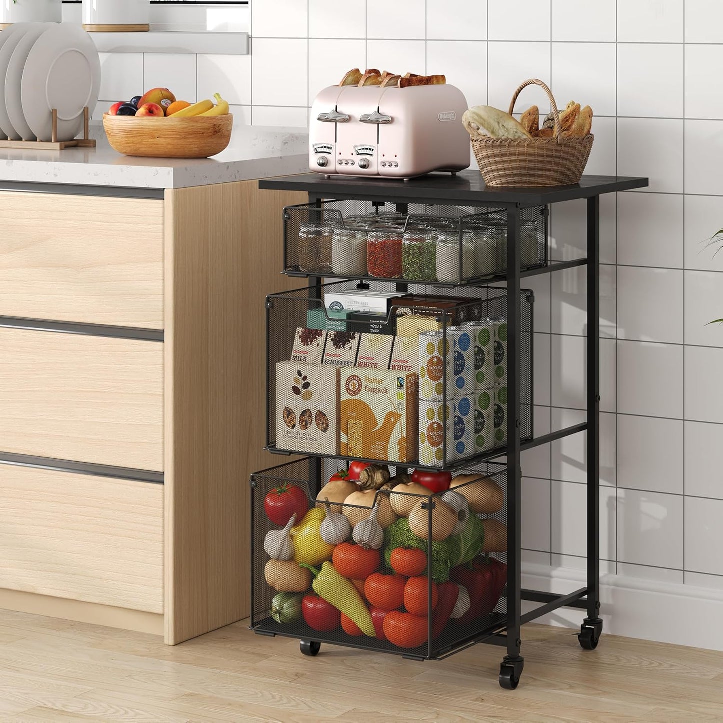 Yociyoga Rolling Microwave Cart - 4-Tier Utility Delight