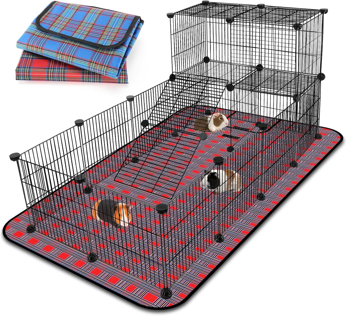 Extra Large Guinea Pig Cage Loft with Waterproof Bedding and Mat
