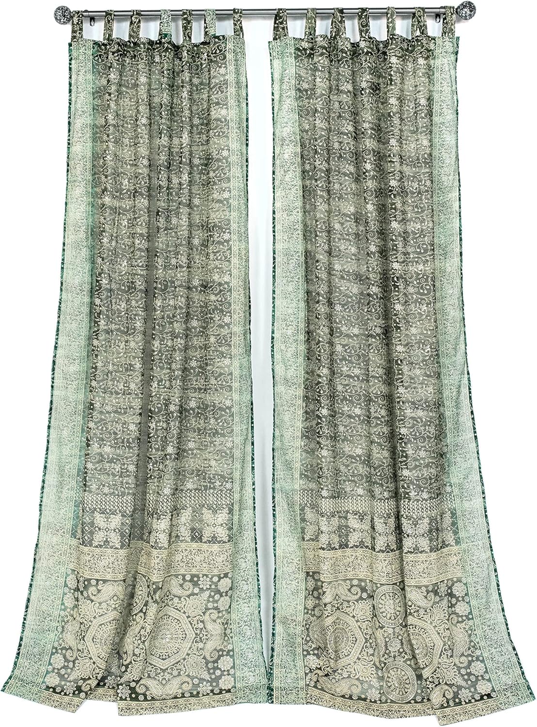 Light-Filtering Sari Colorful Curtains for Boho Home Decor