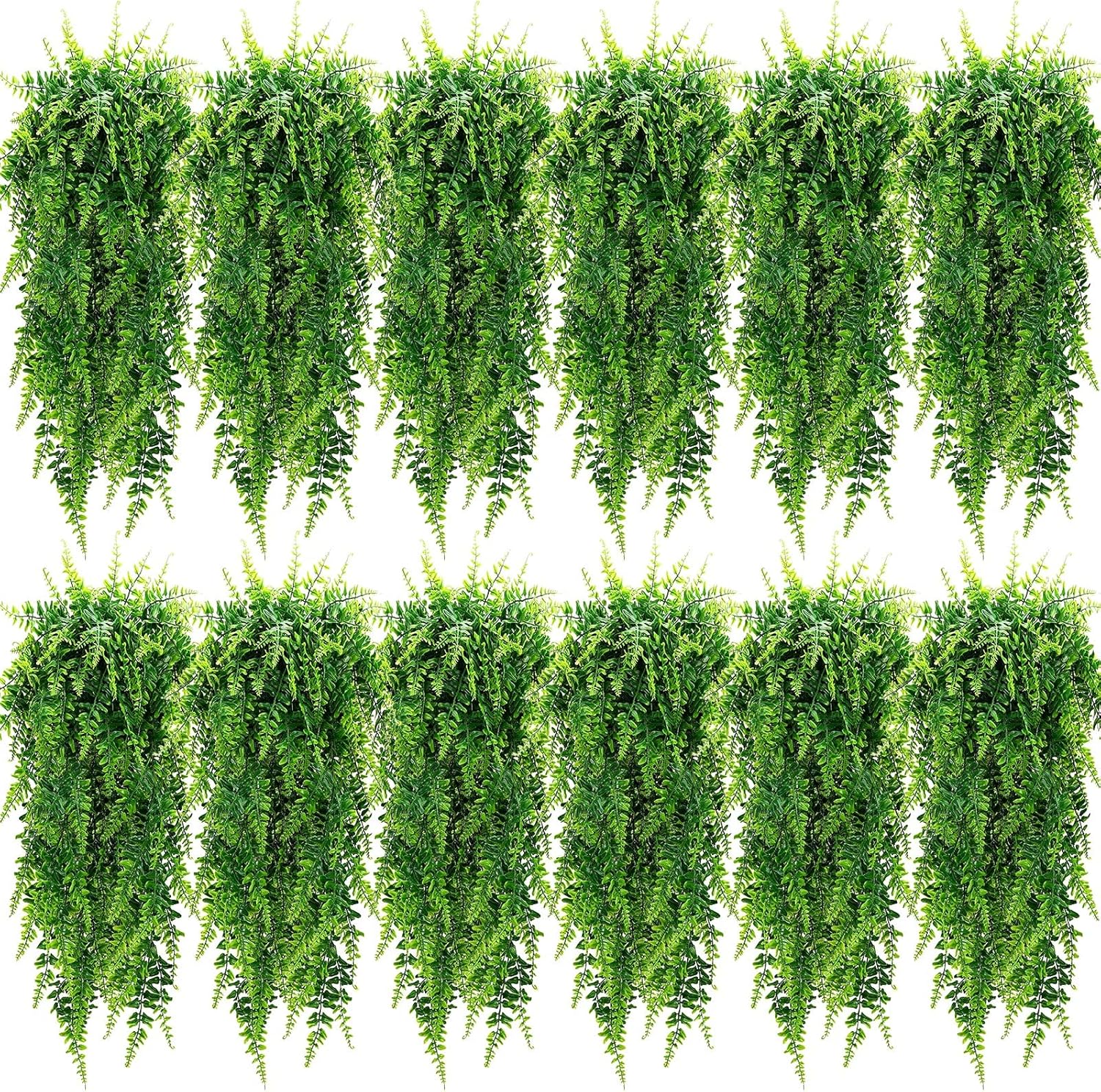 Artificial Hanging Boston Ferns - 12 Pcs 32 Inch Greenery