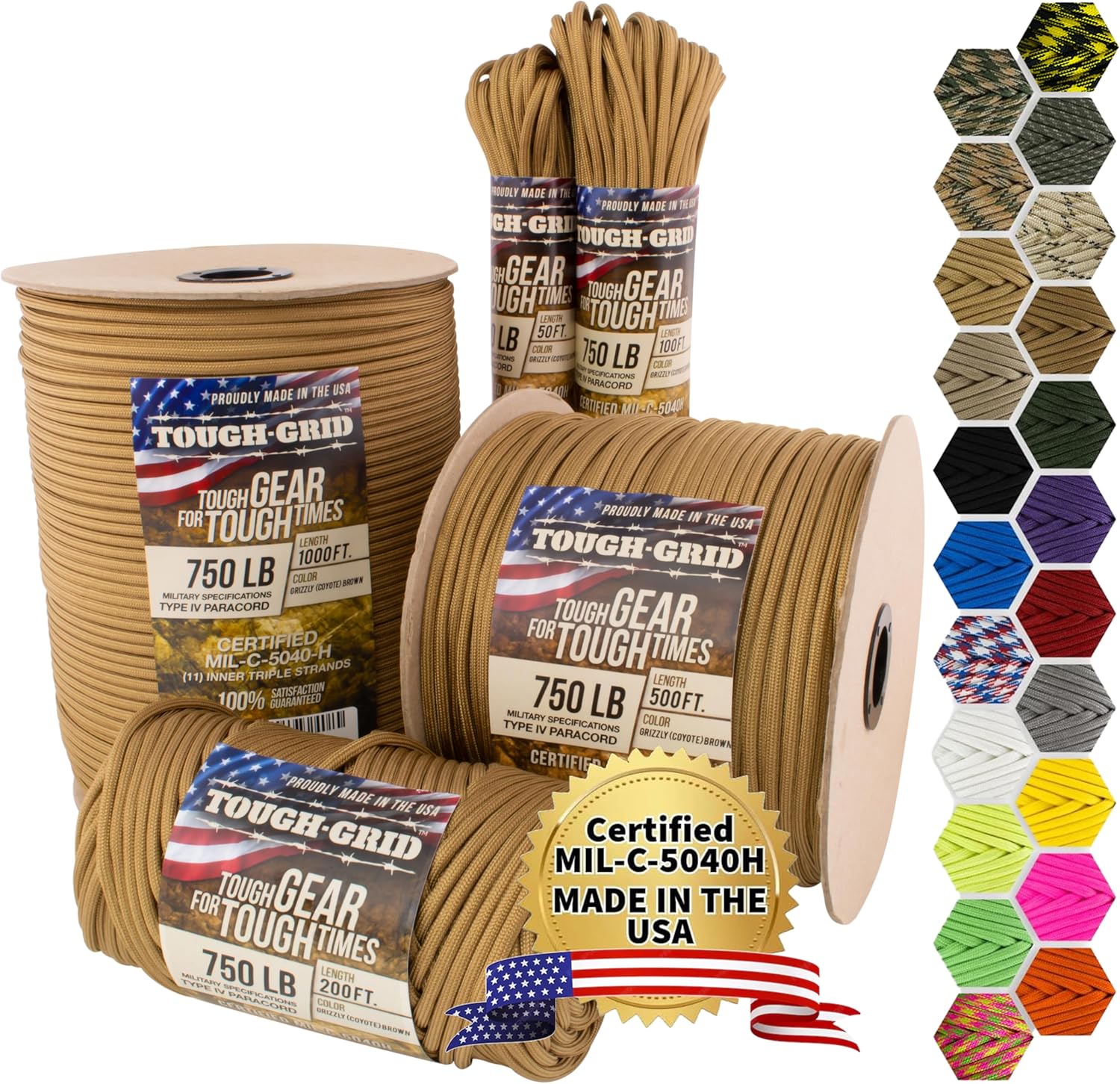 TOUGH-GRID Paracord Rope 750 lbs for Survival and Camping