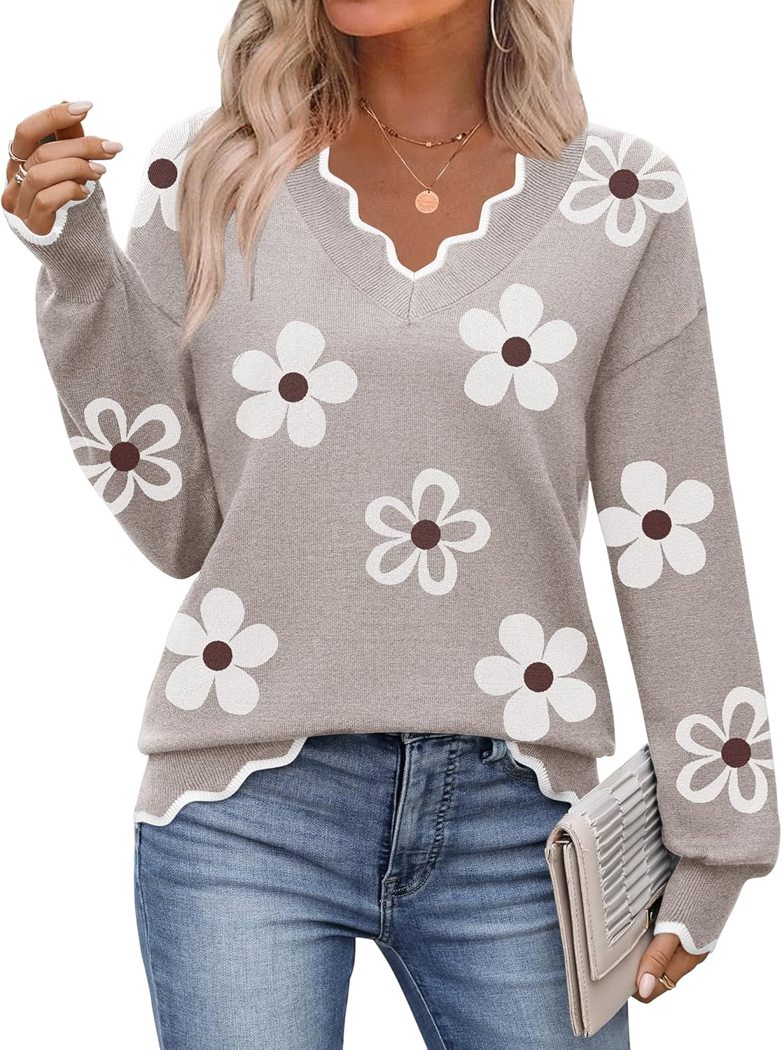 Zeagoo Women's V Neck Sweater for Trendy Fall Outfits 2025