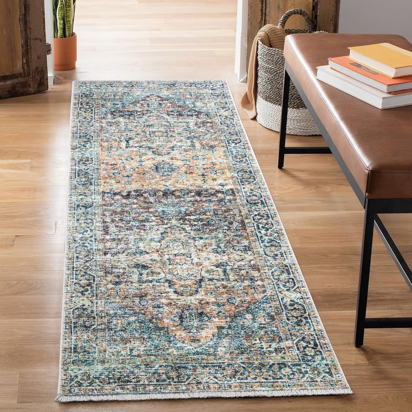 Caria Washable Non-Slip 10 ft Runner - Stylish Entryway Rug