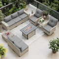 10-Piece Outdoor Patio Furniture Set with Rocking Swivel Chair - Fire