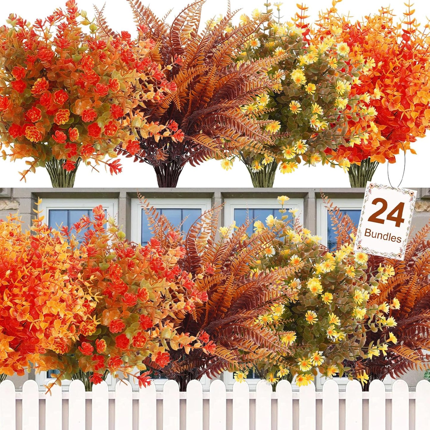 Ouddy Decor 24 Bundles Artificial Fall Flowers for Home Decor