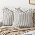 Throw Pillow Covers 26x26 Set of 2 with Striped Fringe Design