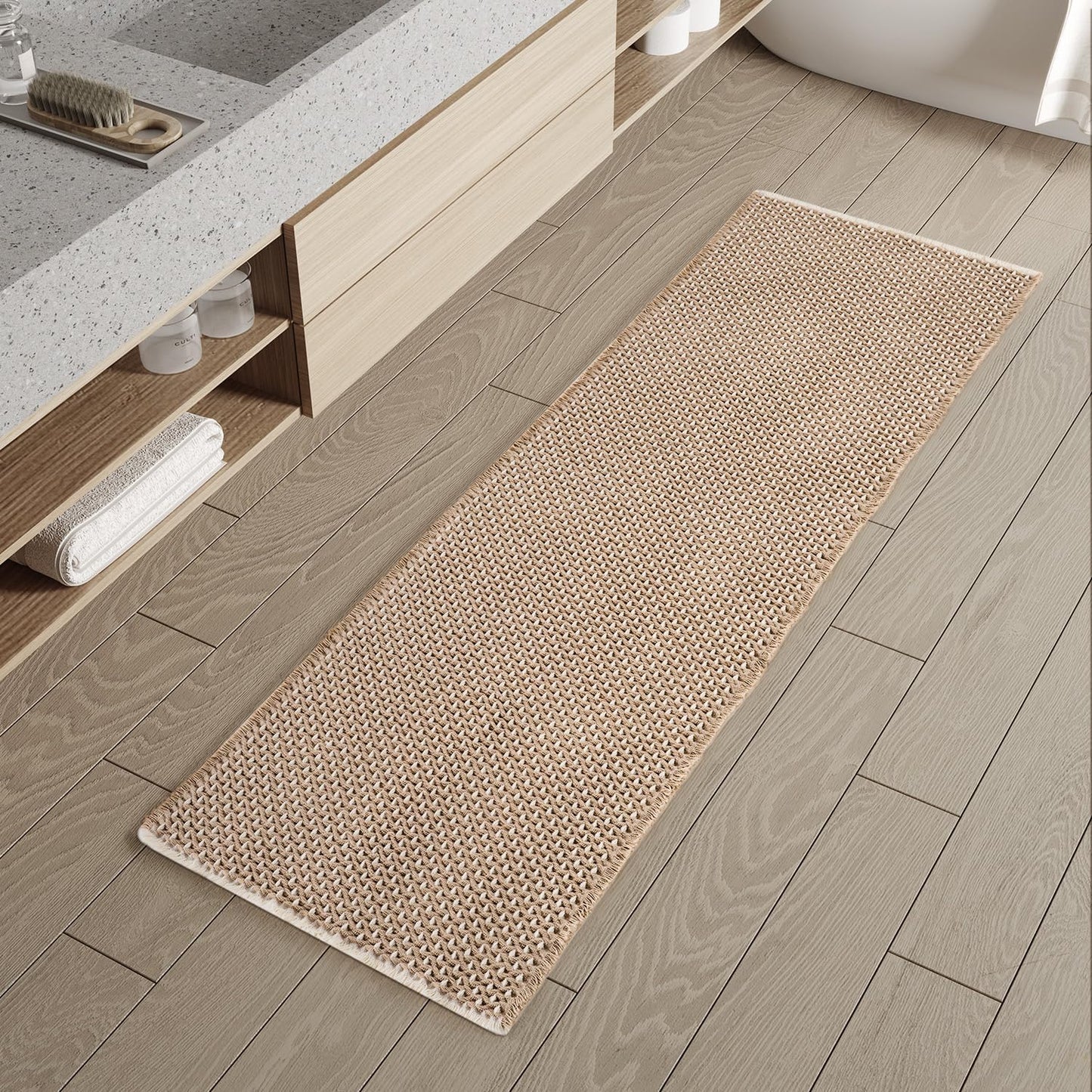 Checkered Bath Mat Runner for Modern Bathroom Decor and Comfort