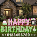 32.8 ft LED Lights Happy Birthday Yard Signs - Pink and Green