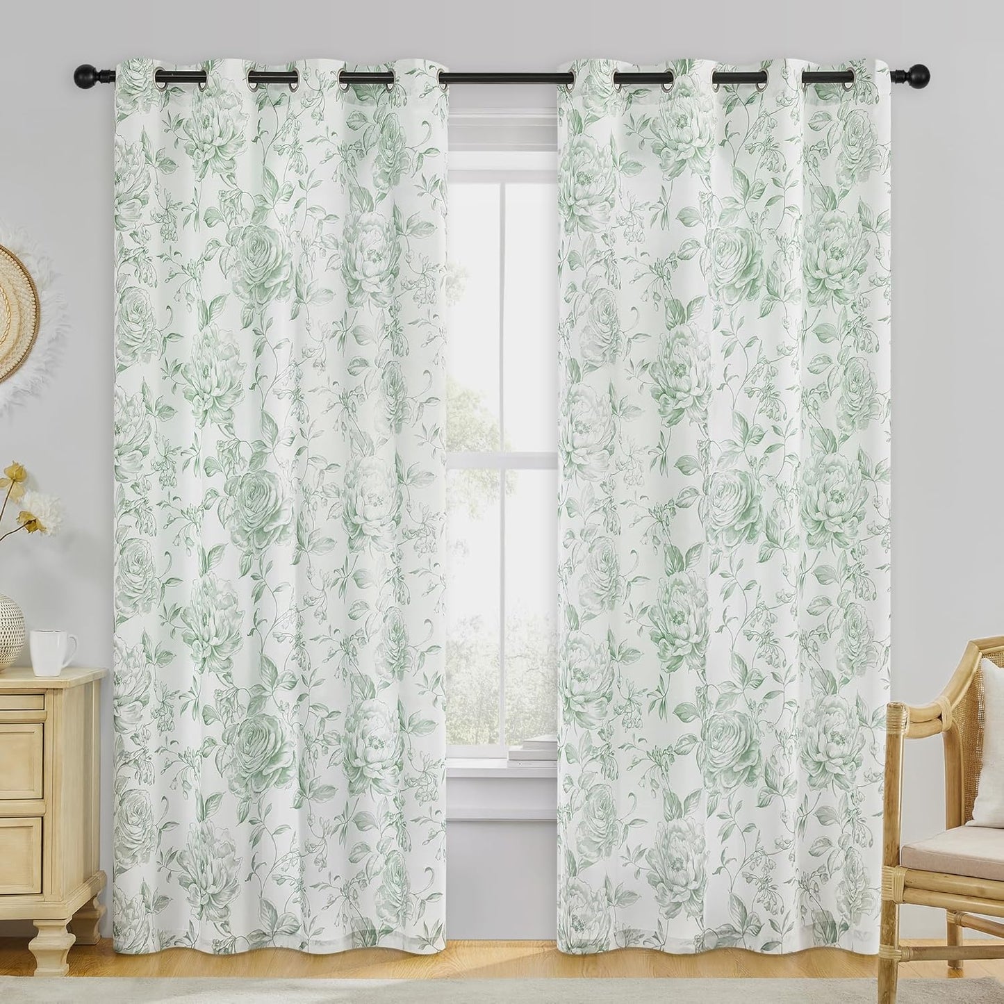 Beauoop Floral Curtains 84 Inches Long for Bedroom Living Room