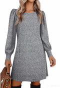 Cute Women's Knit Dress with Puff Sleeves for Cozy Seasonal Outfits