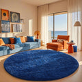 Ophanie Round Rug 7Ft Blue Circle Area Rug for Kids Room