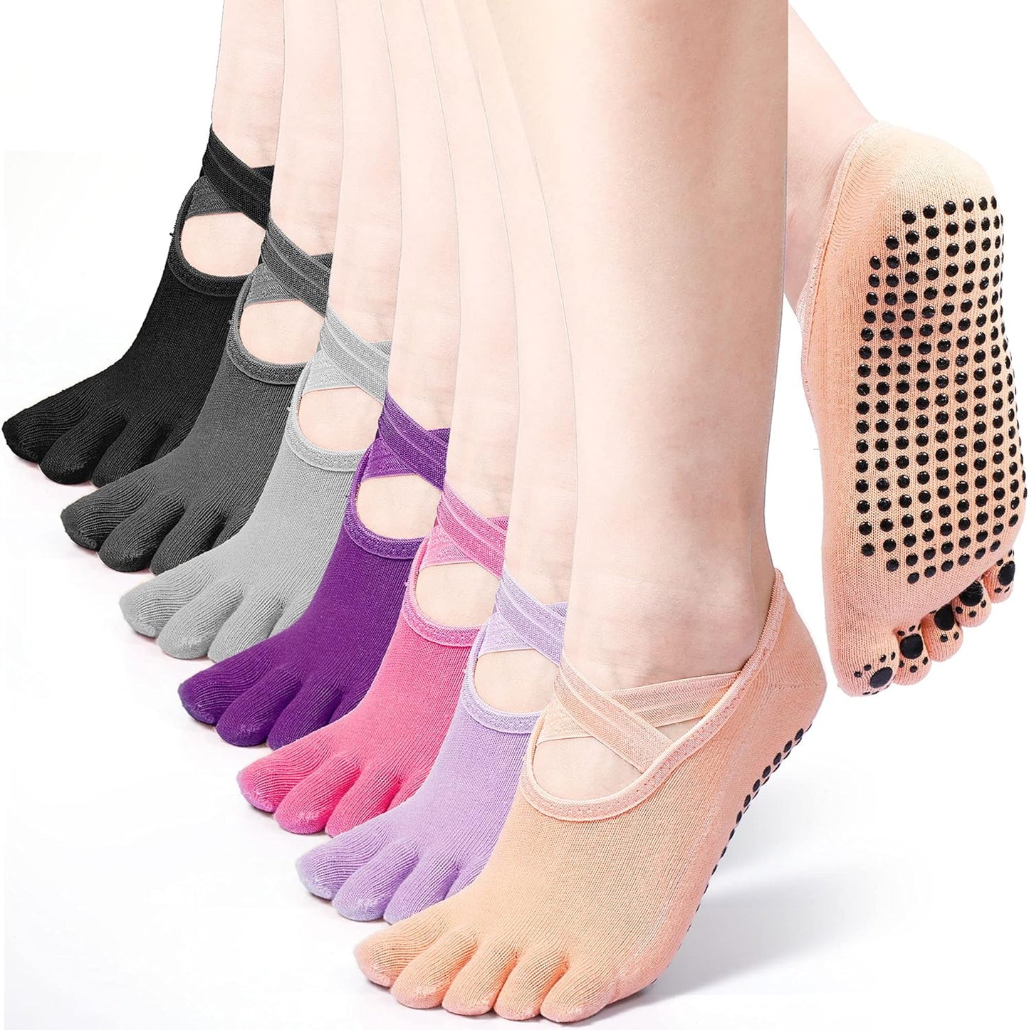 Non Slip Yoga Toe Socks - Grip for Pilates