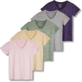 Real Essentials 5 Pack Women's Dry Fit V Neck Workout Tops - Value Set