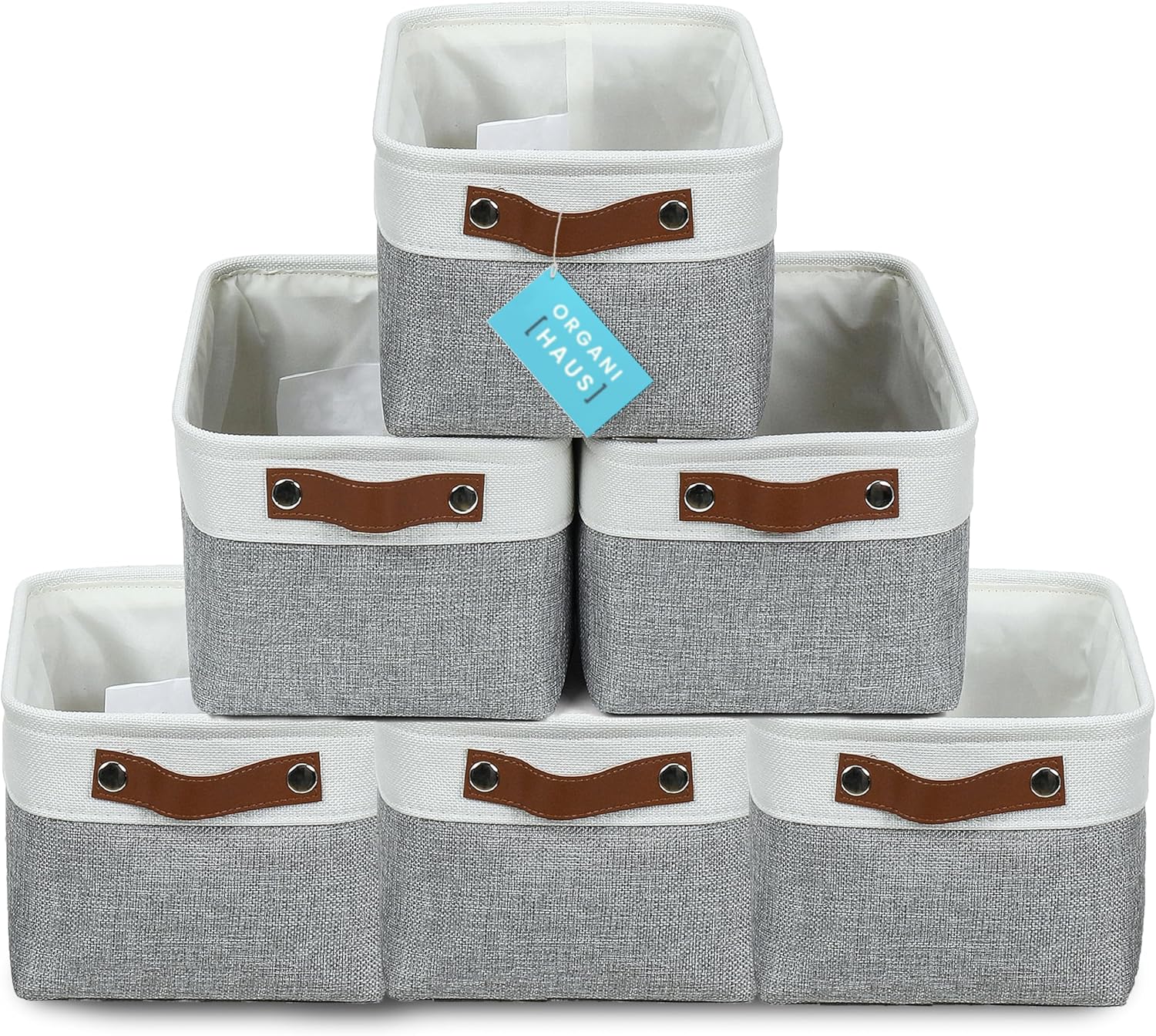 OrganiHaus Small Fabric Storage Bins for Shelves 6 Pack
