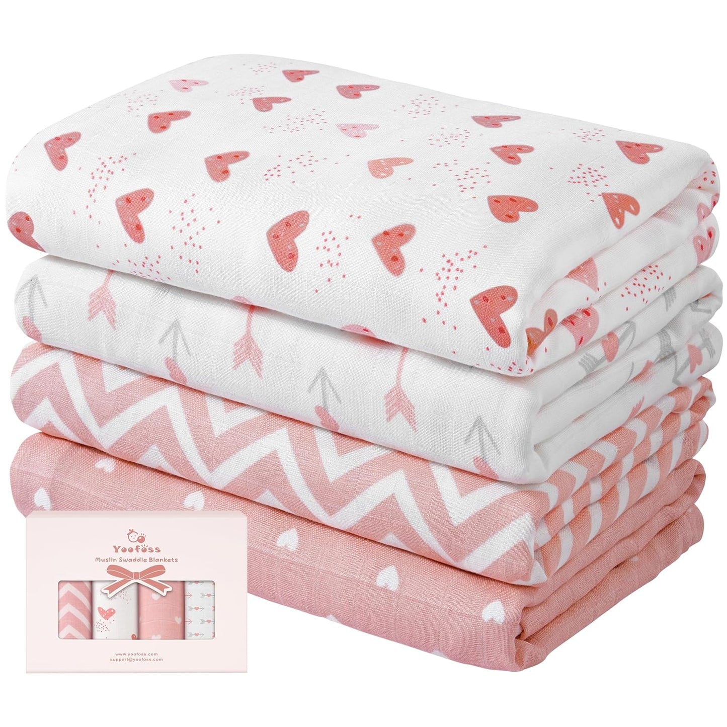 Yoofoss Bamboo Blend Swaddle Blankets - Soft & Cozy