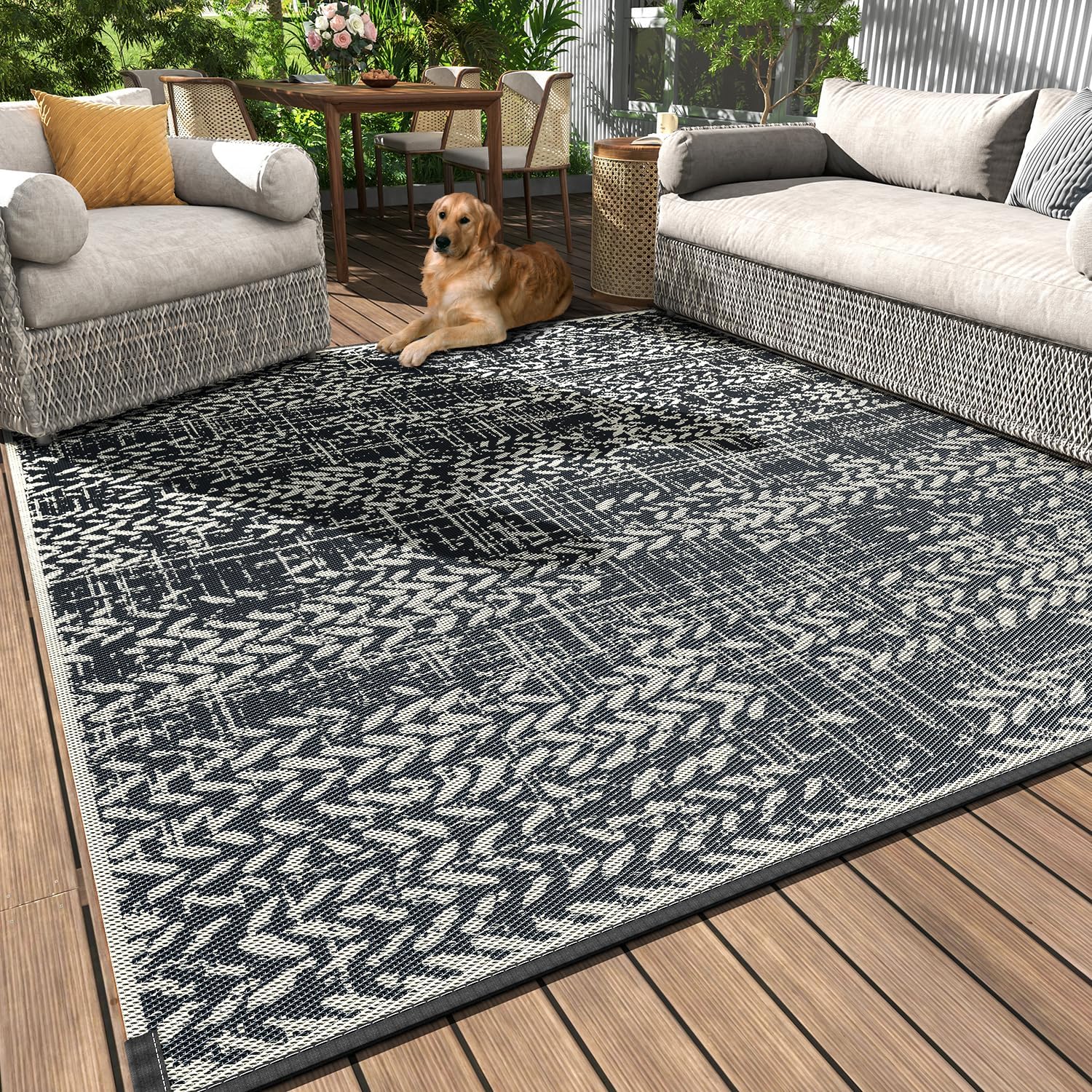 MontVoo Outdoor Rug 8x10 Waterproof for Patio and Camping