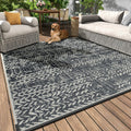 Outdoor Rug Waterproof Patio Mat 5x8 - Reversible Plastic Straw Rug