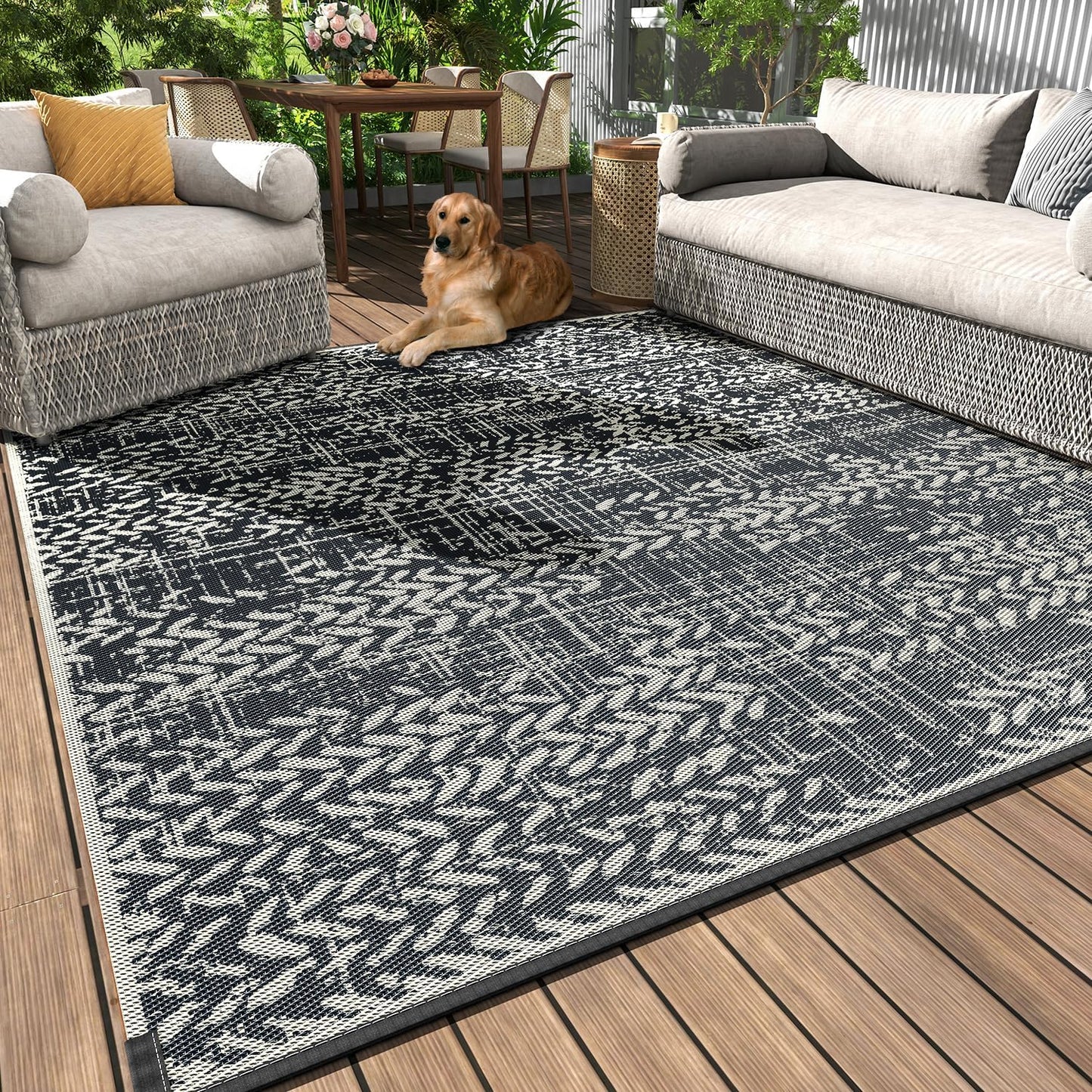 MontVoo Outdoor Rug Waterproof 5x8 Reversible Patio Carpet