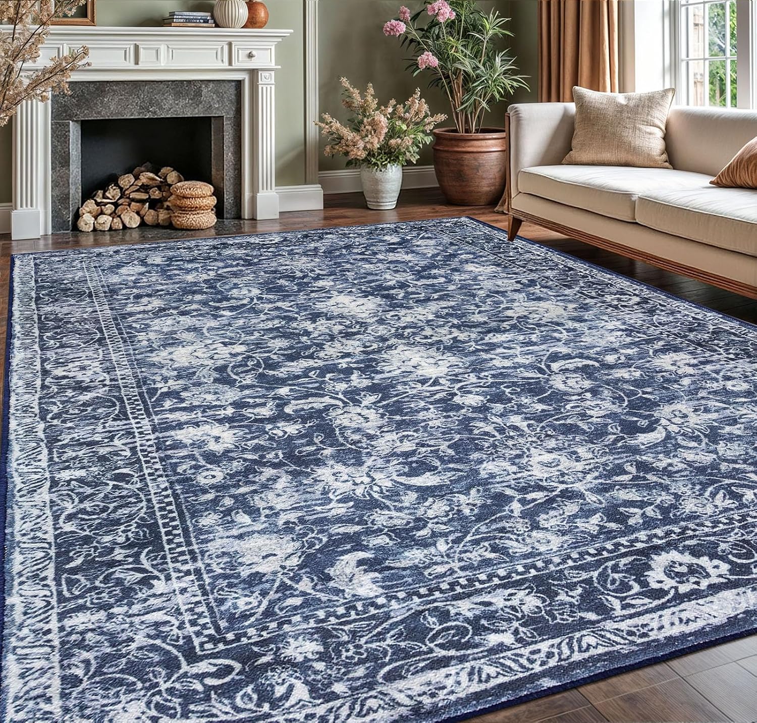KILOCOCO 9x12 Area Rug for Living Room - Vintage Floral Design