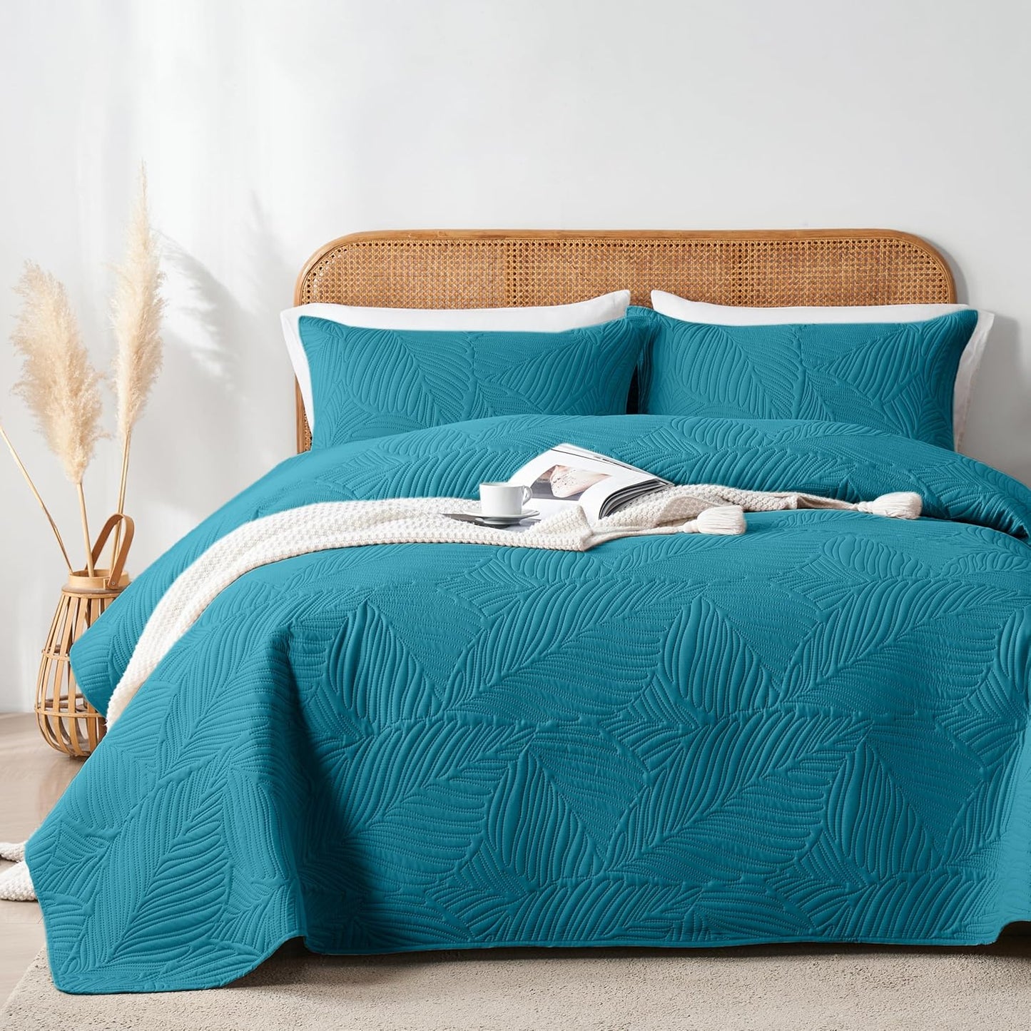 OARAGE King Quilt Bedding Set Lightweight Soft Teal Bedspread