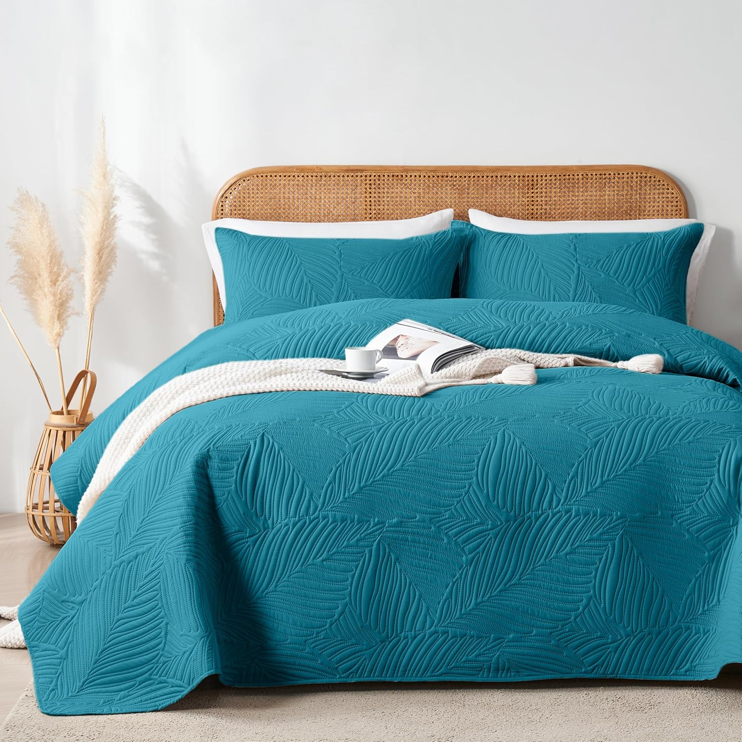 OARAGE King Quilt Bedding Set Lightweight Soft Teal Bedspread