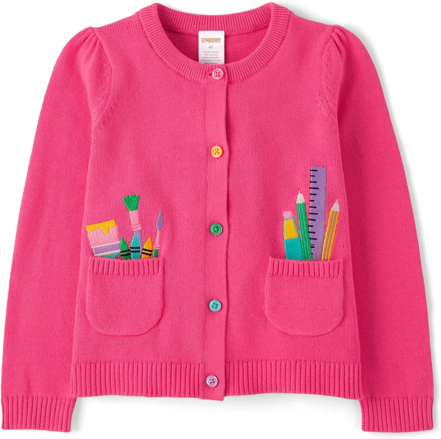 Gymboree Baby-Girls Long Sleeve Cardigan with Rainbow Buttons