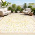 JONATHAN Y Medallion Weave Indoor Outdoor Rug 4x6 - Yellow/Cream