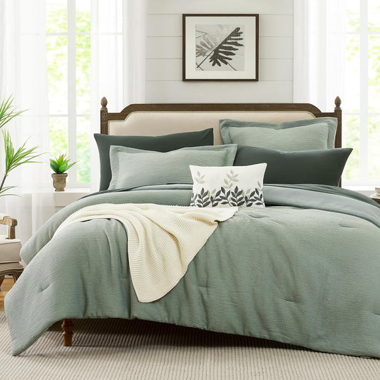 MaiReve Sage Green Full Size Comforter Sets for Cozy Bedrooms