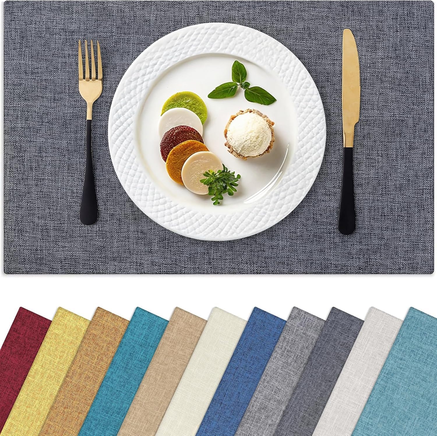 Homaxy Cloths Placemats for Dining Table Set of 8, Charcoal Gray