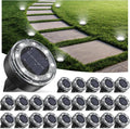 Mini Solar Ground Lights 24 Pack - Bright Flat LED Pathway Lights
