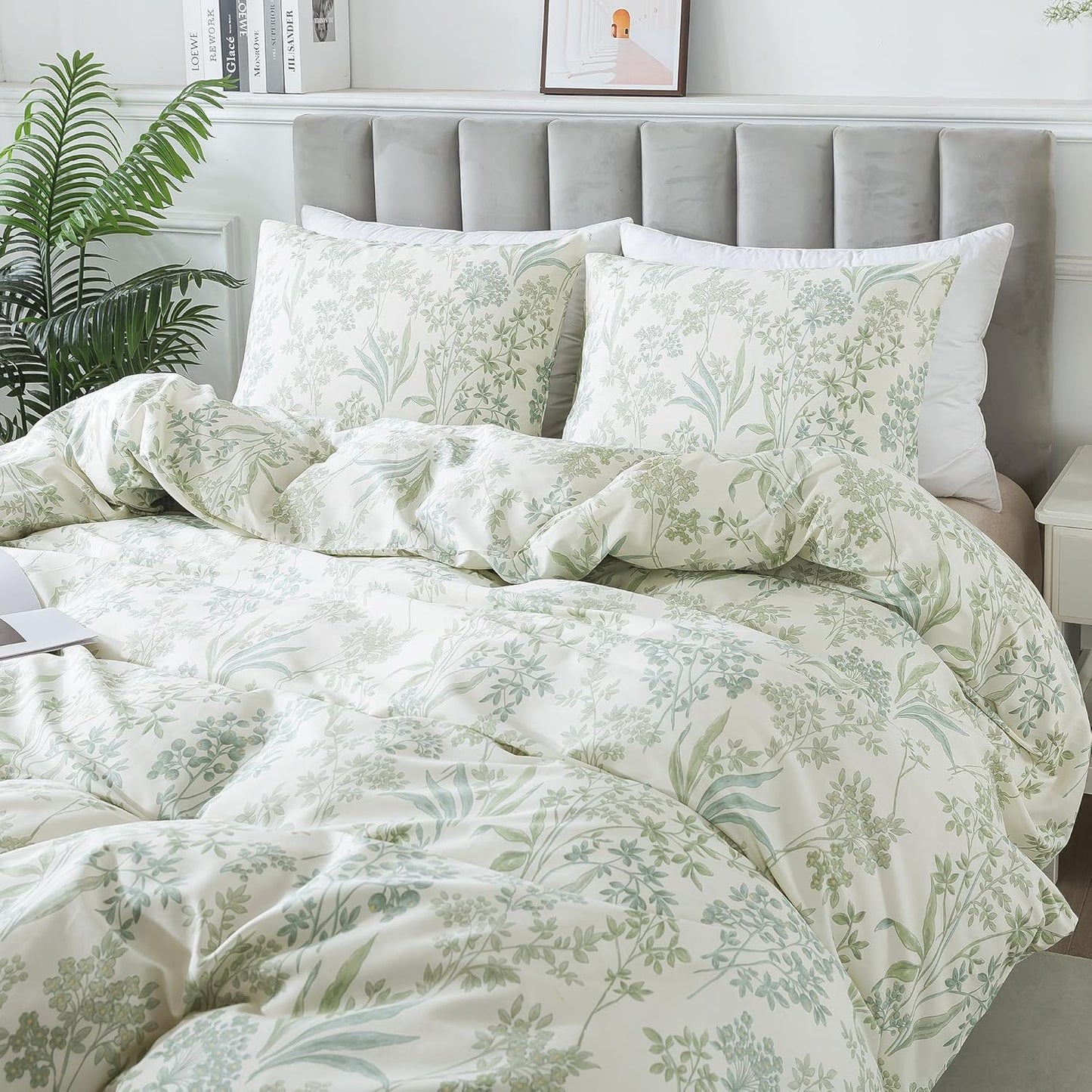 HoneiLife Cotton Duvet Cover Queen - Floral Comforter Set