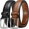 Men's Leather Dress Belt 2Pack - Classic Handmade Genuine Leather Pure