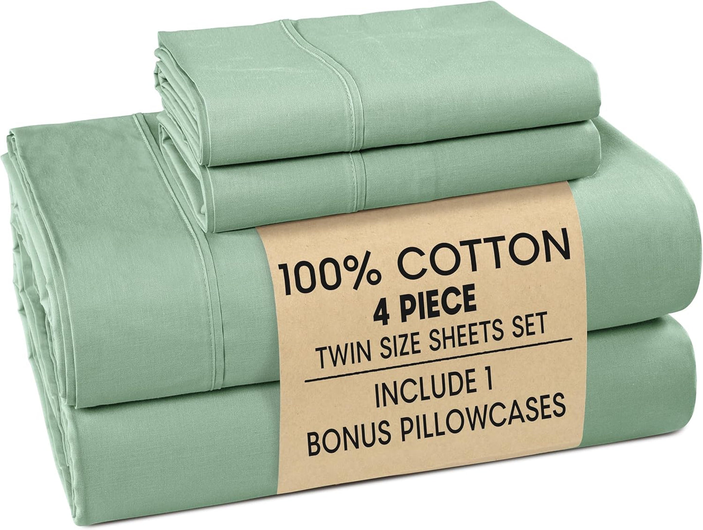 Casa Platino Twin Bed Sheets Set - 100% Cotton Percale Weave