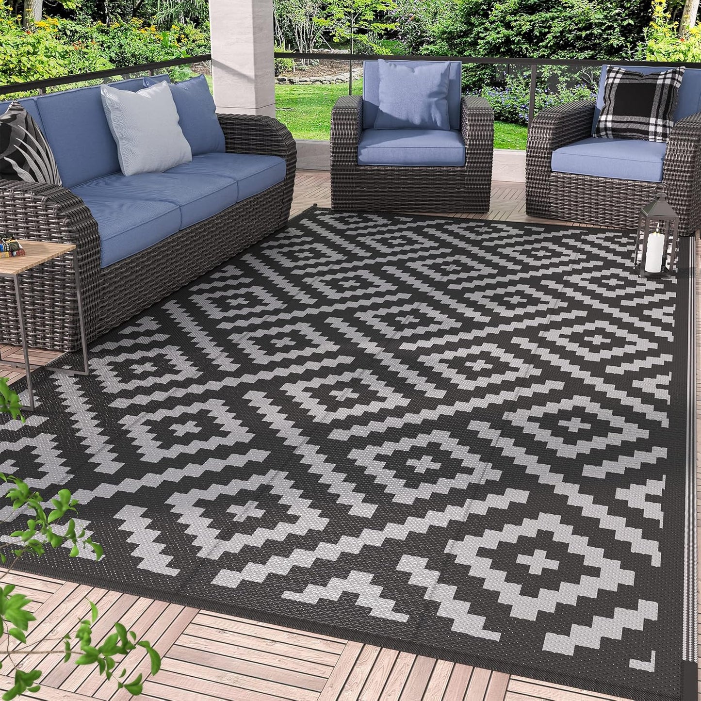 GENIMO Outdoor Rug for Patio Clearance, Waterproof & Reversible