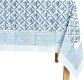 Netta Blue 100% Cotton Rectangle Tablecloth 60 x 90 in - Handblock