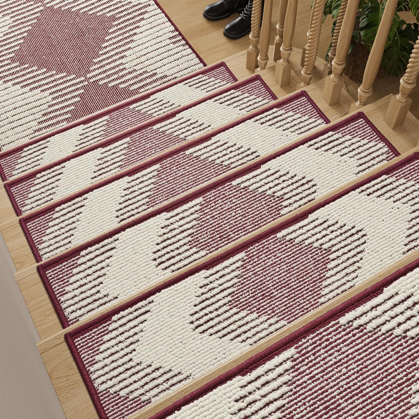 Non Slip Stair Treads for Wooden Steps - 15PC Peel and Stick