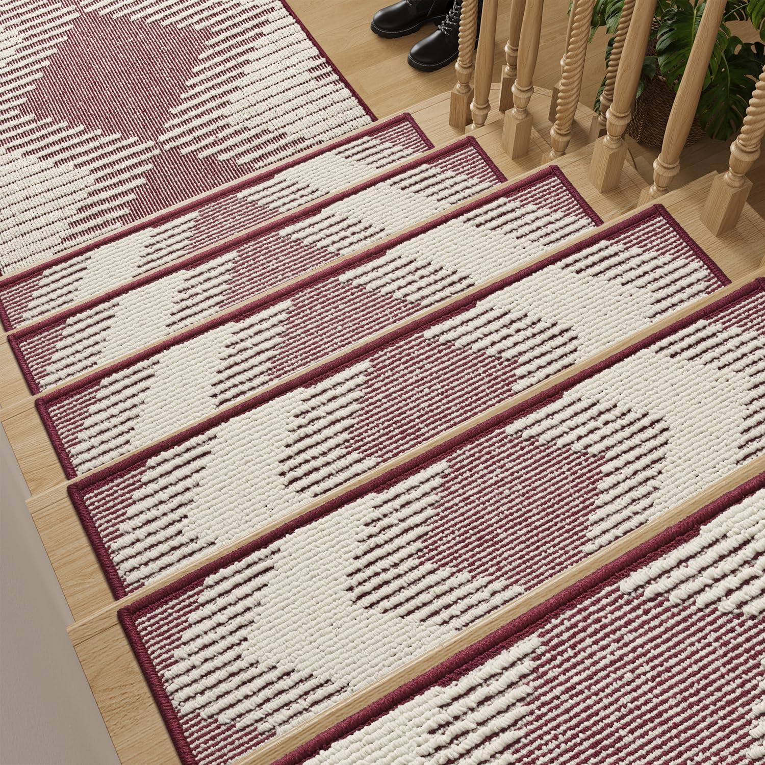 Non Slip Stair Treads for Wooden Steps - 15PC Peel and Stick