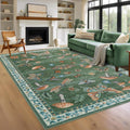 Mushroom Washable 8x10 Rug for Living Room - Soft Non Slip Large Rug